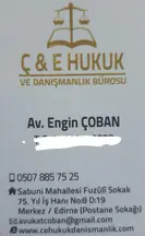 Av. Engin Çoban profil fotoğrafı 2 - Edirne, Edirne