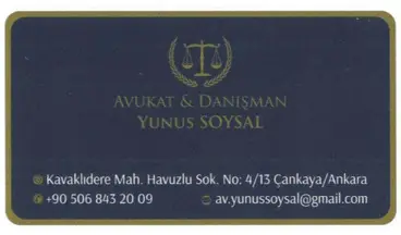 Av. Yunus Soysal profil fotoğrafı 22 - Çankaya, Ankara