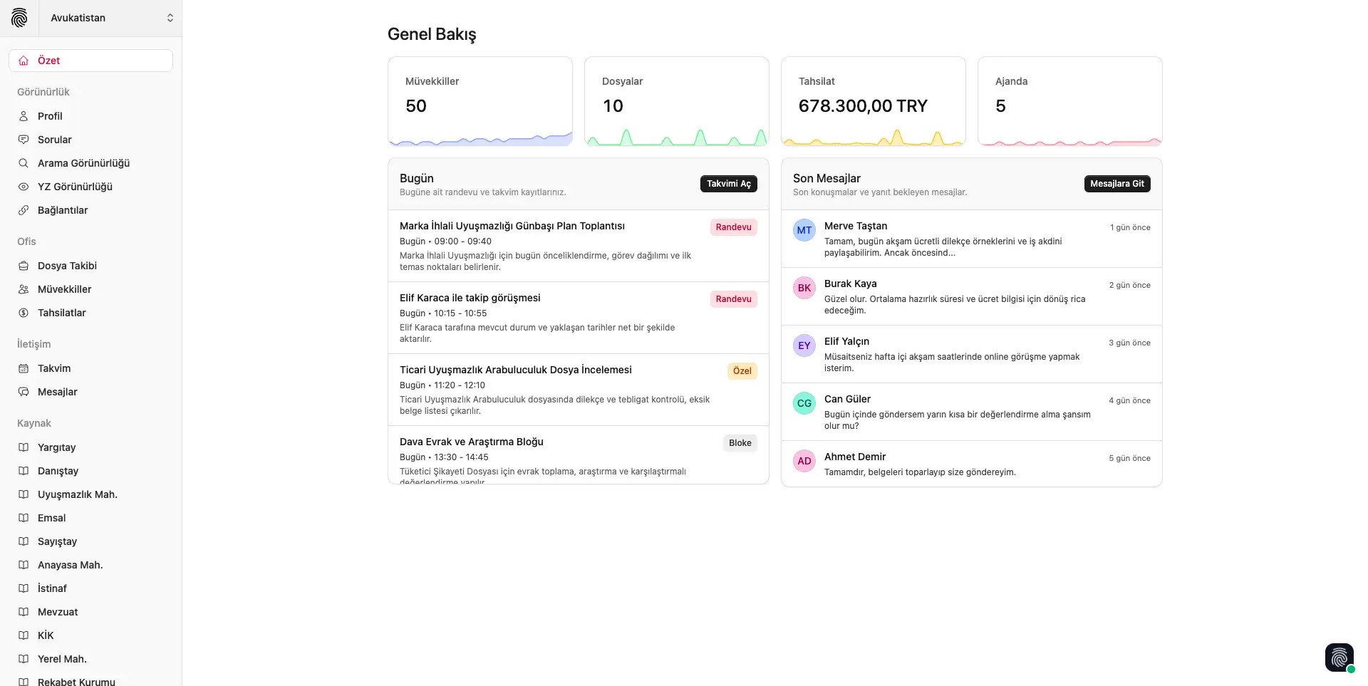 Avukatistan genel görünüm ekran görüntüsü