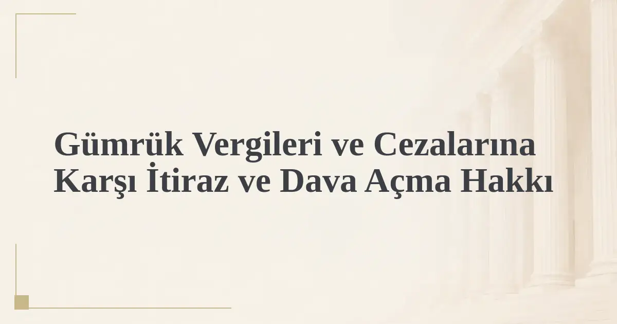 Gümrük Vergileri ve Cezalarına Karşı İtiraz ve Dava Açma Hakkı