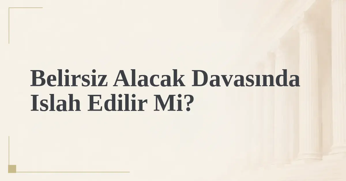 Belirsiz Alacak Davasında Islah Edilir Mi?