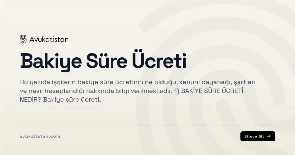 Bakiye Süre Ücreti
