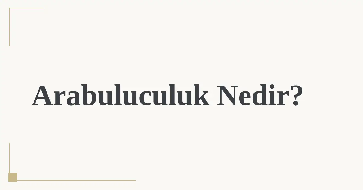 Arabuluculuk Nedir?