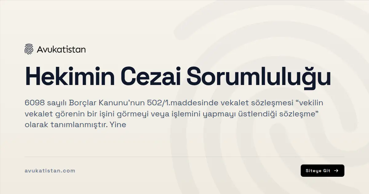 Hekimin Cezai Sorumluluğu
