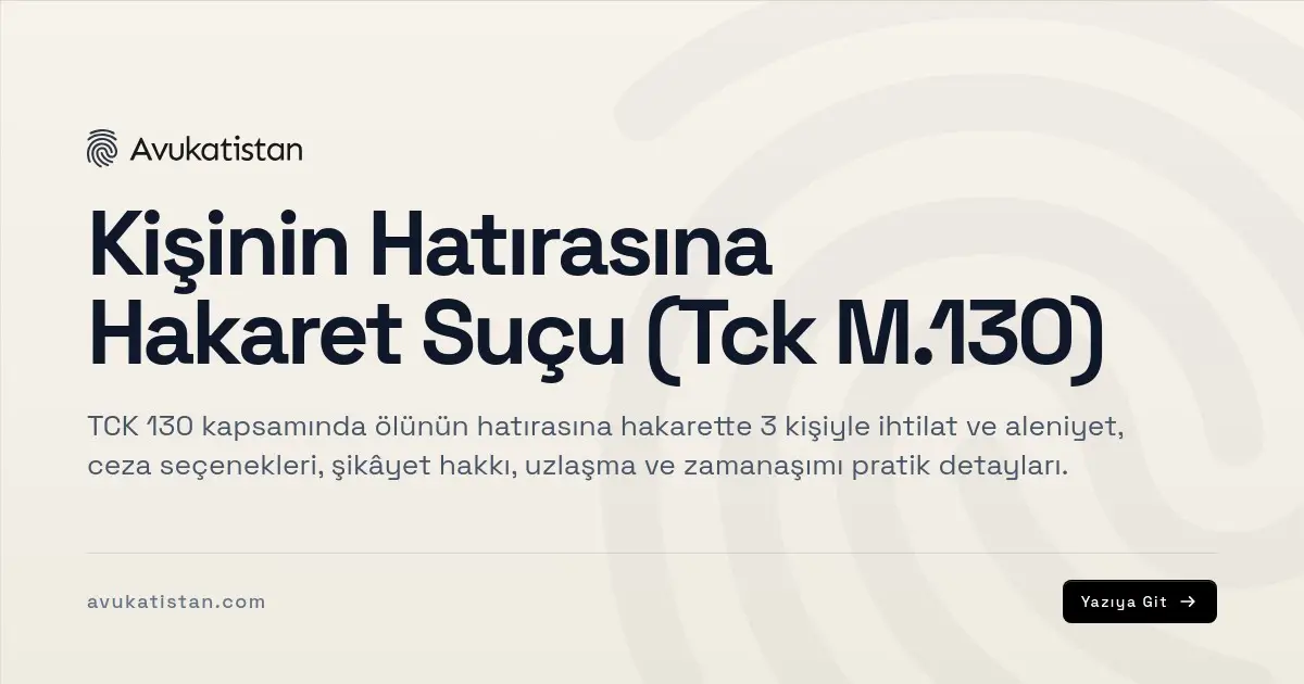 Kişinin Hatırasına Hakaret Suçu (Tck M.130)