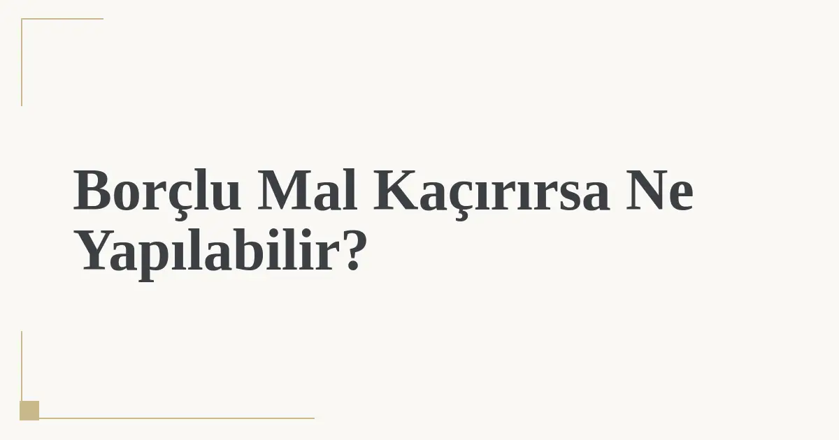 Borçlu Mal Kaçırırsa Ne Yapılabilir?