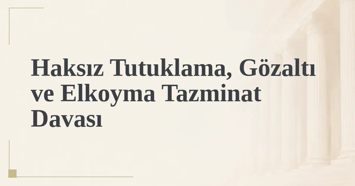Haksız Tutuklama, Gözaltı ve Elkoyma Tazminat Davası